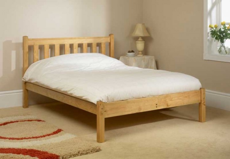 4ft6 Double Pine Wooden Bed Frame, Low Single Bed Frame