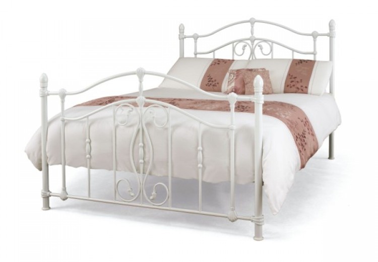 Nice 4ft6 Double White Metal Bed Frame, Pretty Metal Bed Frames