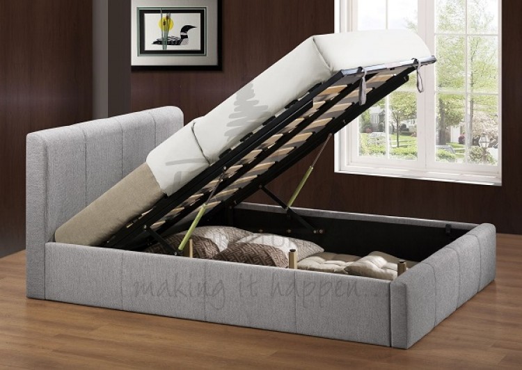 Grey Fabric Ottoman Bed Frame Deals 58, Gfw Pettine 4ft6 Double Grey Upholstered Fabric Ottoman Bed Frame