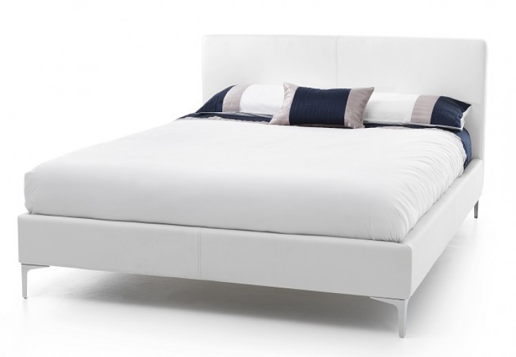 Serene Monza 4ft6 Double White Faux, White Faux Leather Beds