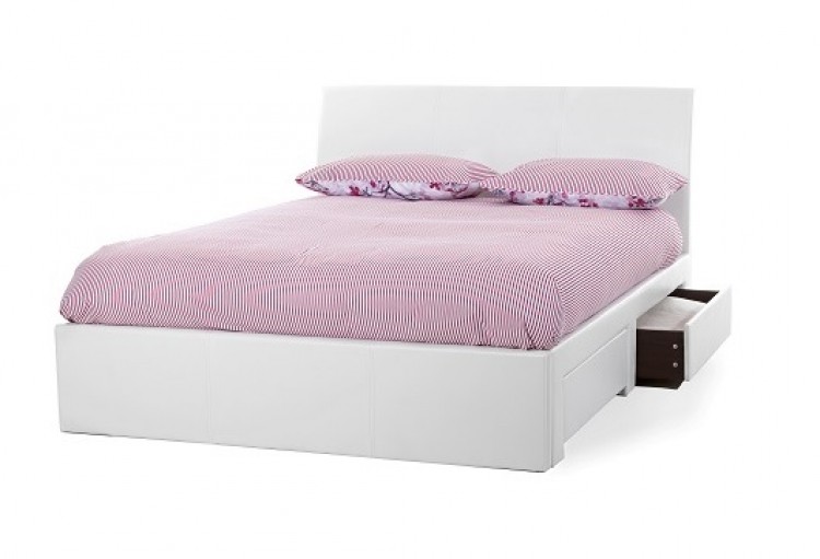Serene Anzio 6ft Super King Size White Faux Leather Bed Frame With 4 Serene Anzio 6ft Super King Size White Faux Leather Bed Frame With 4 Drawers By Furnishings