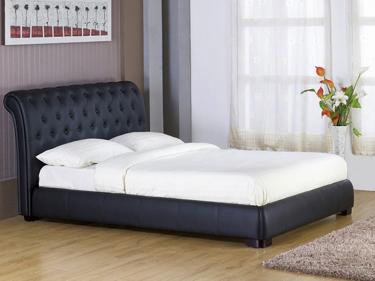 Gfw Atlanta 5ft Kingsize Black Faux Leather Bed Frame By