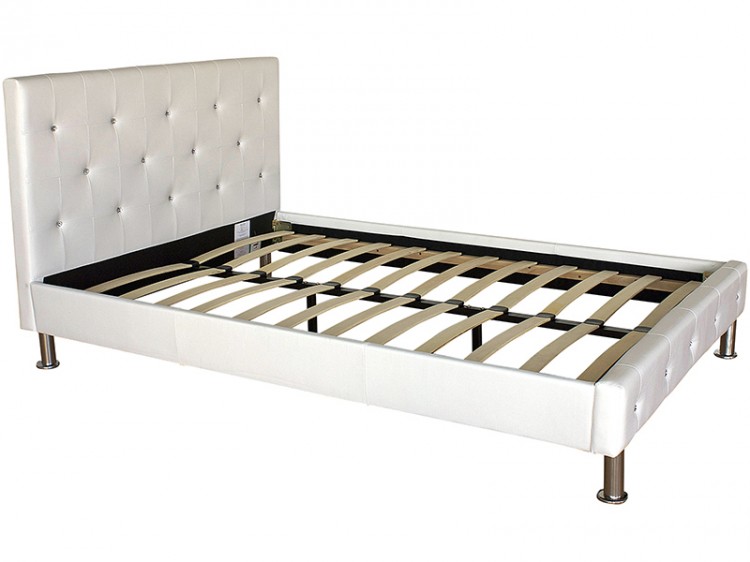 White Faux Leather Bed Frame, White Leather Single Bed Frame