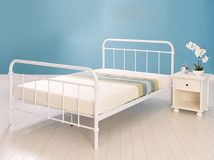 Gfw Phoenix 3ft Single Gloss White, Metal Single Bed Frame Uk