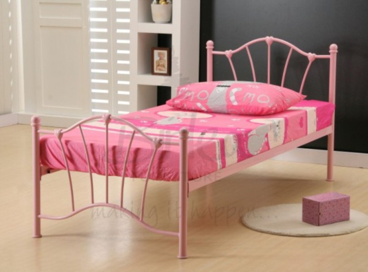 Birlea Sophia 3ft Single Pink Metal Bed, Pretty Metal Bed Frames