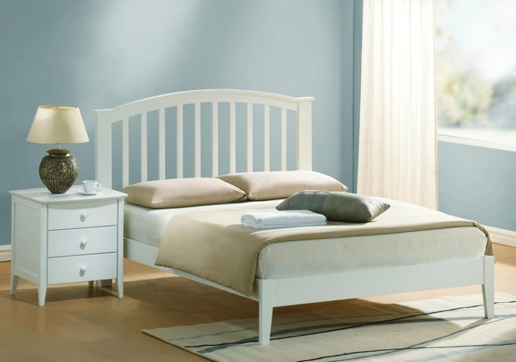 White Wooden Bed Frame By Uk, Double Bed Frame Uk Size