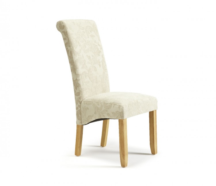 Serene Kingston Cream Fl Fabric, Oak And Fabric Dining Chairs Uk