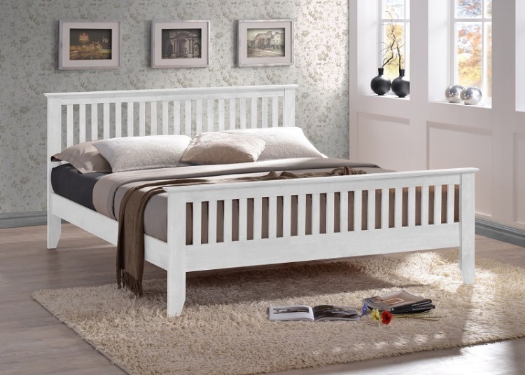 Time Living Turin 4ft6 Double White, White Wooden Bed Frame Double